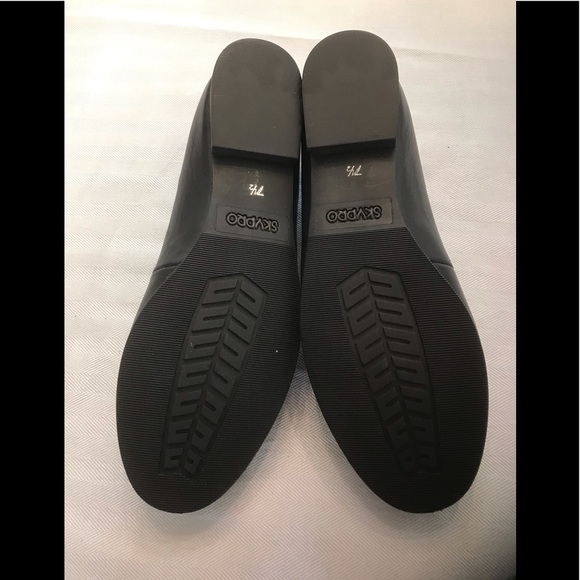 Skypro Polly Vacher Navy Blue Leather Low Heel Pumps Size 7 1/2 - Picture 6 of 9